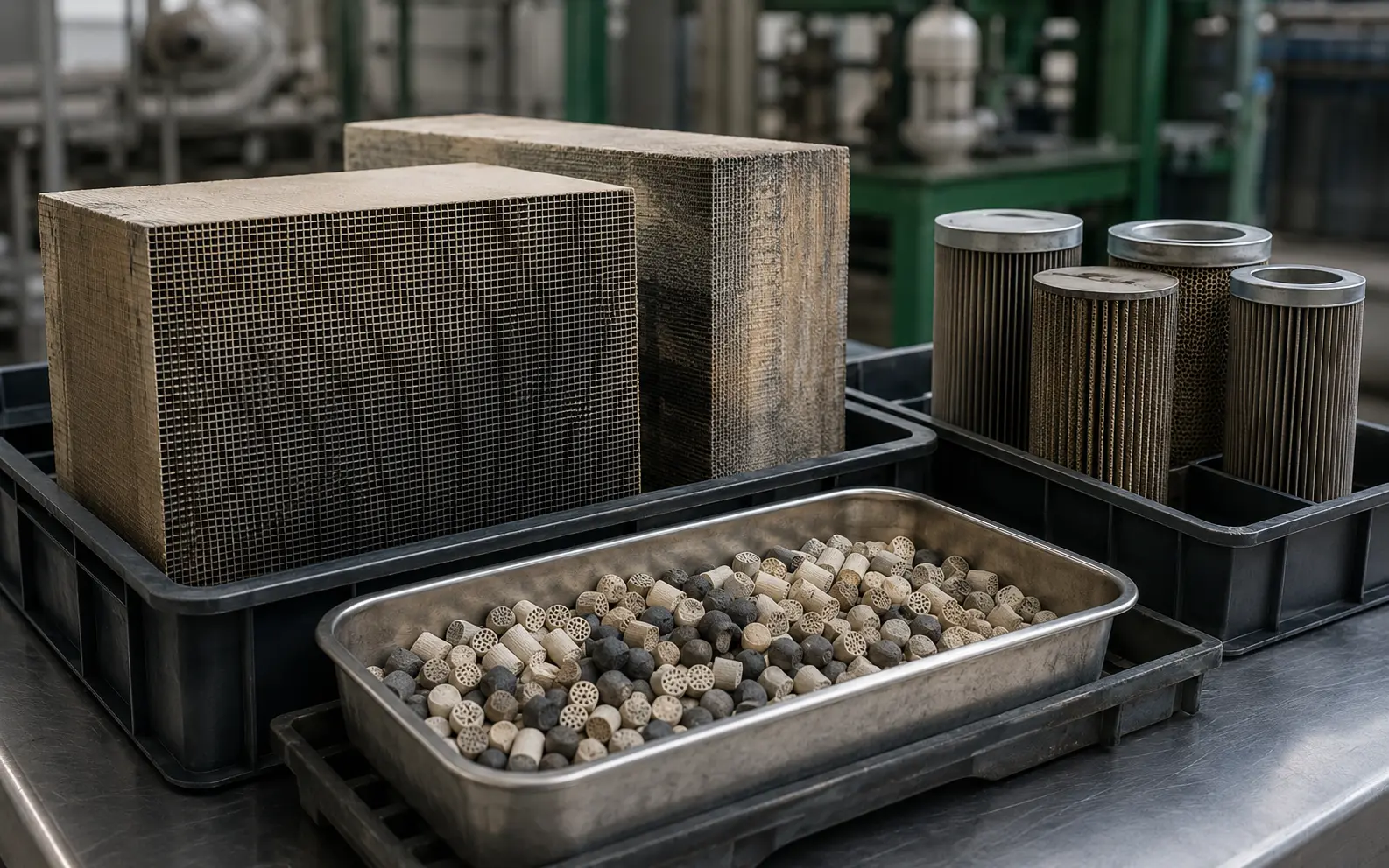 Catalizzatori industriali e materiali filtranti pronti per la gestione
