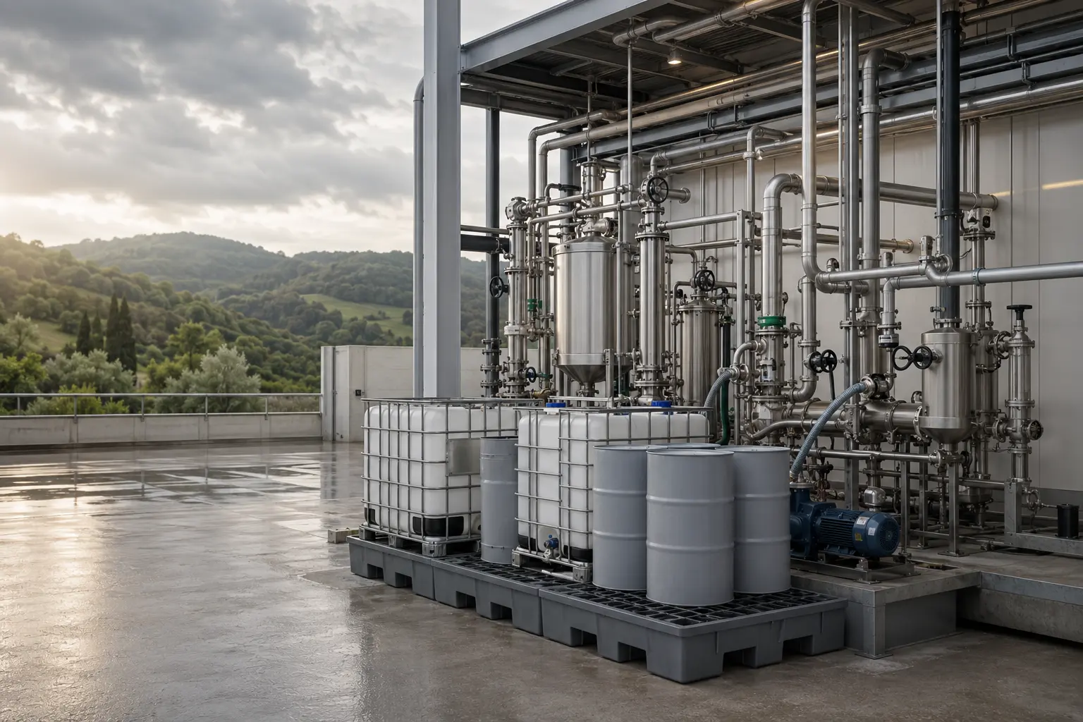 Area tecnica ordinata in un impianto dell’industria chimica